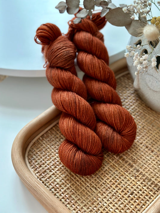 BFL Silky Sock Yarn - Smoky Copper